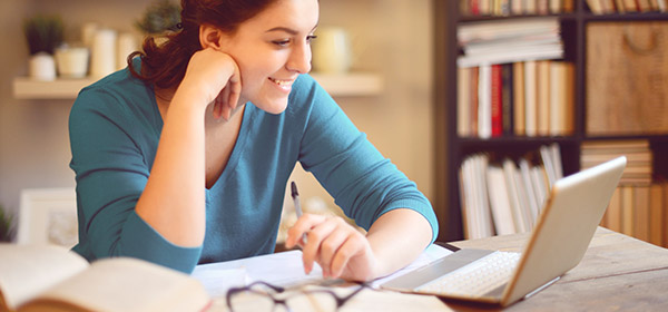 woman working on laptop