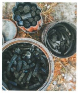 charcoal sticks in containers