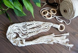 macrame plant hanger and supplies