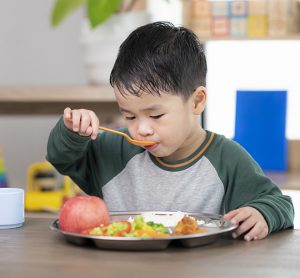 boy eating healthy meal