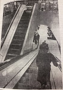 newspaper photo of Sears escalator