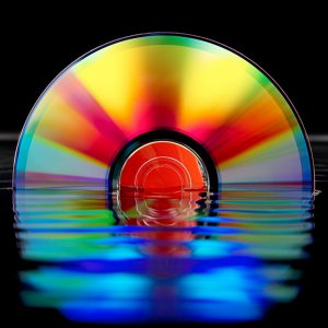 CD with water reflection.
