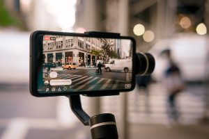 filming city street scene