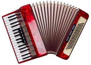 antique red accordion 