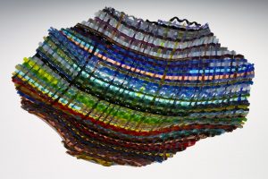 multicolor glass that looks like woven fabric