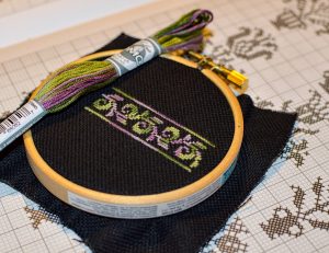 cross stitch fabric and thread