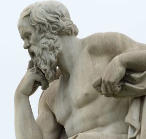 classic statue of Socrates close up