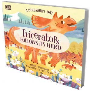 book cover cartoon triceratops herd