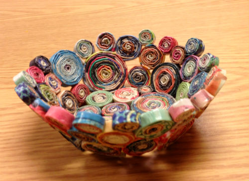 Decorative bowl made entirely from one catalog.
