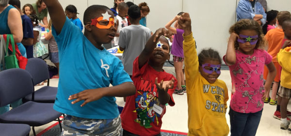 Kids in superhero masks