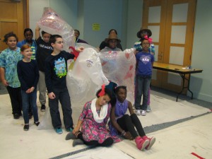 This is the inflatable dragon sculpture we made to demonstrate the math involved in making a pattern.