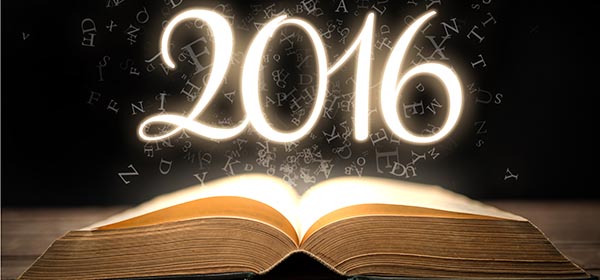 Glowing new year 2016 with magic book